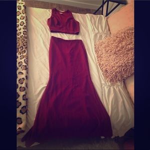 Two Piece Long Skirt with Low Cut Top Gown